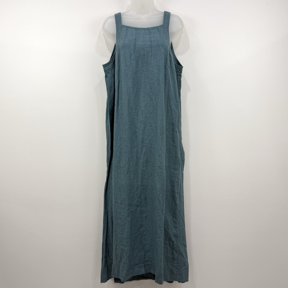 Pure J Jill Linen Maxi Dress XL Tall NWT Teal Coastal Lagenlook Beachy Lagom